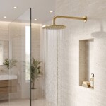 REA - Kulaté sprchové rameno JS-9021 40cm Brush gold REA-P6850