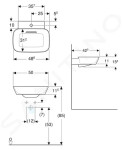 GEBERIT - ONE Umyvadlo na desku 500x425x154 mm, skrytý přepad, s otvorem pro baterii, vodorovný odtok, KeraTect, bílá 505.051.00.1