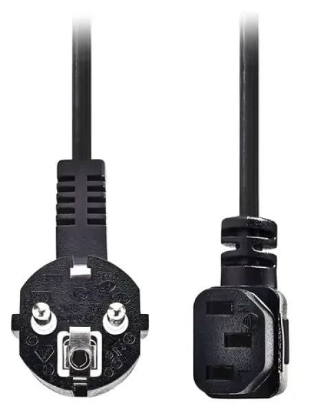 Nedis napájecí kabel Schuko - IEC-320-C13 černý 2 m / Napájecí kabel / 230V / 10A / Úhlové konektory (CEGL10020BK20)
