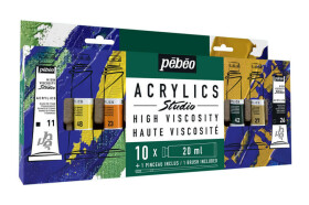 Pébéo Studio Acrylic sada 10 x 20 ml + štětec