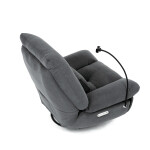Polohovací křeslo, elektrické zabudované ovládání, šedá, látka, TV-7081 GREY2