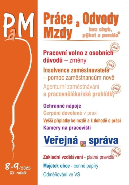 Práce a mzdy 8-9/2025 – Pracovní volno z osobních důvodů
