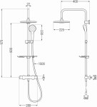 MEXEN/S - KT05 Sprchový sloup s termostatickou baterií, chrom / bílá 771500593-00