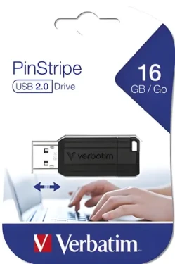 Verbatim PinStripe 16GB černá / Flash disk / USB 2.0 / čtení 8 MB/s / zápis 2,5 MB/s (49063)