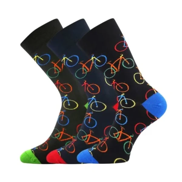 LONKA Ponožky unisex obrázkové DEBIKE s obrázky barevných kol (3 páry) 43-46 125493