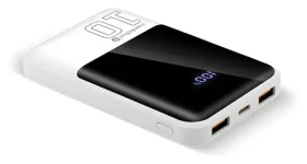 Powerbanka 10 000 mAh bílá / Powerbanka / 2x USB-A + 1x USB-C / 22,5 W QC4.0 / LED displej (EB-10Q)