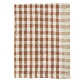 MADAM STOLTZ Bavlněná utěrka Burnt Orange Checked, oranžová barva, textil