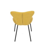 Židle jídelní, žlutá látka, nohy černý kov