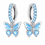 Stříbrné náušnice s modrým motýlkem - stříbro 925/1000, Modrá