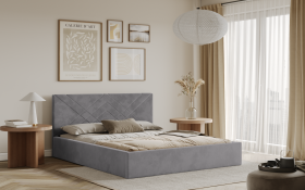FRONTI Postel PADWA 180x200 světlešedá s úložným prostorem
