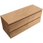 CERANO Koupelnová skříňka Carole + deska pod umyvadlo Navira Slim - 18 mm - dub medový - 140x49,8x46 cm