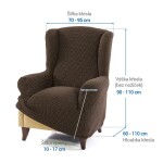 Super strečové potahy NIAGARA tabáková křeslo ušák (š. 70 - 95 cm)