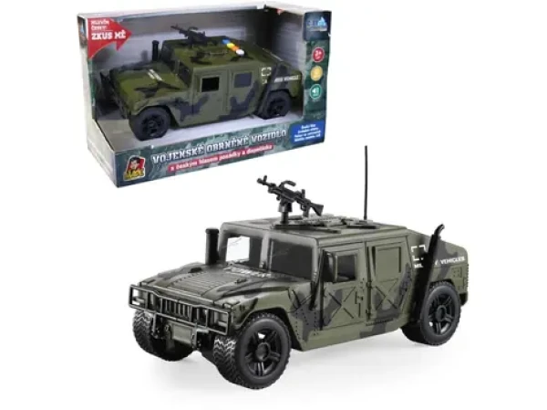 MaDe 03225 - Vojenské auto se světlem a českým hlasem 24cm