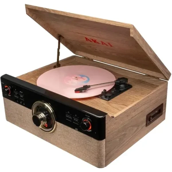 AKAI ATT-300CC hnědá / Gramofon / 45 RPM / FM / RCA / CD / AUX / Bluetooth (4905192534516)