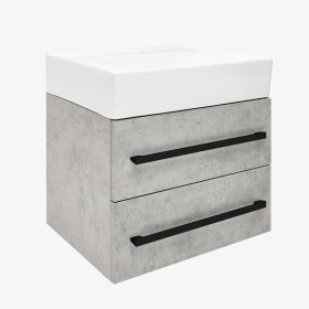 Koupelnová skříňka s umyvadlem a černou úchytkou SAT Cube Way 60x53x46 cm beton mat CUBE46C602BESATCWL CUBE46C602BESATCWL
