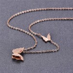 Ocelový náhrdelník Parisi Rose Gold - chirurgická ocel, motýlek, Zlatá 42 cm + 5 cm (prodloužení)