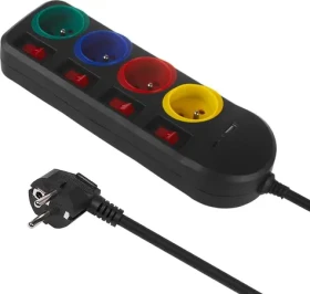 Maclean prodlužovací kabel se 4 zásuvkami černá / Prodlužovací kabel / 4 zásuvky / 1,5 m (3)