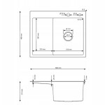 VELAZO - Ocelový dřez 58 x 48, grafit, s odkapávačem VELAZ5848RB