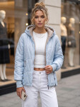 Dámská prošívaná přechodová bunda s kapucí, světle modrá, FashionStreet TY5784 S