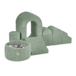 PLUSH NEST PLUSH NEST Hrací hrad s bazénem a 150 míčky Prémiový zelený manšestr