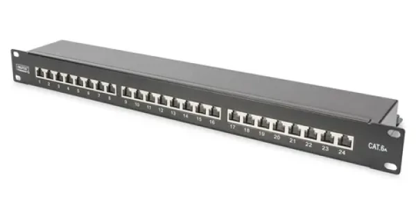 Digitus DN-91624S-EA-B / Patch panel / 19" / stíněný / Cat.6A / 1U / 24x RJ45 / černý (DN-91624S-EA-B)