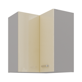 Horní rohová skříňka 60x60 GN-72 2F (90°) Barva korpusu: Šedá, Barva dvířek: Krémový lesk (Karmen)