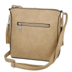 Trendy dámská koženková crossbody kabelka Lída, tmavě béžová