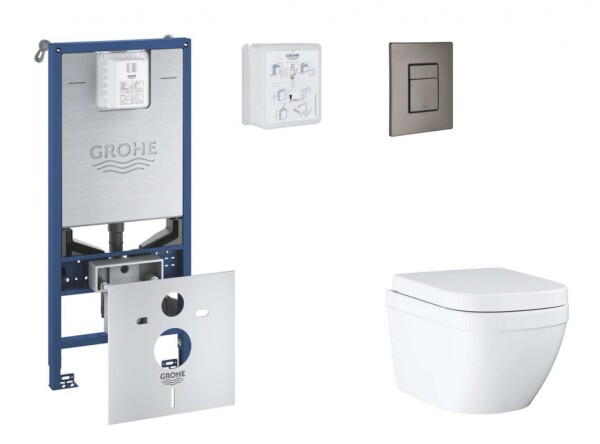 GROHE - Rapid SLX Set předstěnové instalace, klozetu, sedátka SoftClose a tlačítka Skate Cosmopolitan, Triple Vortex, kartáčovaný Hard Graphite SANI11BB5105