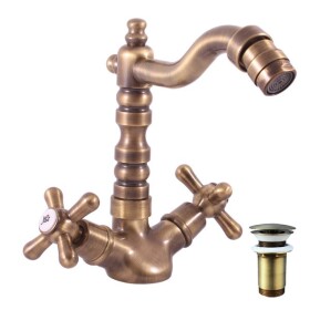 RAV Slezák - MORAVA RETRO - Bidetová baterie s výpustí, Stará mosaz (Bronz), 1/2" MK121.5/9SM