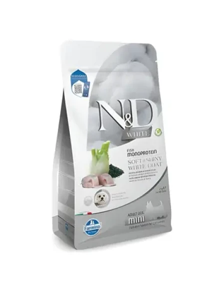 Farmina ND White Dog Mořský vlk 2 kg / Granule pro psy / dospělá malá plemena / spirulina a fenykl