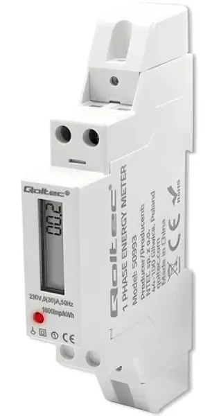 Elektroměr na DIN lištu 230V 30A / Elektroměr / Jednofázový / LCD displej / 1P (50993)
