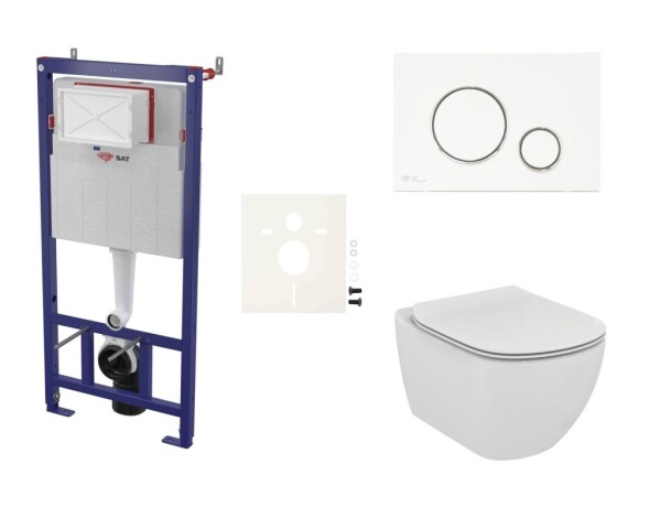 Cenově zvýhodněný závěsný WC set SAT do lehkých stěn / předstěnová montáž + WC Ideal Standard Tesi SIKOSSTES70K SIKOSSTES70K