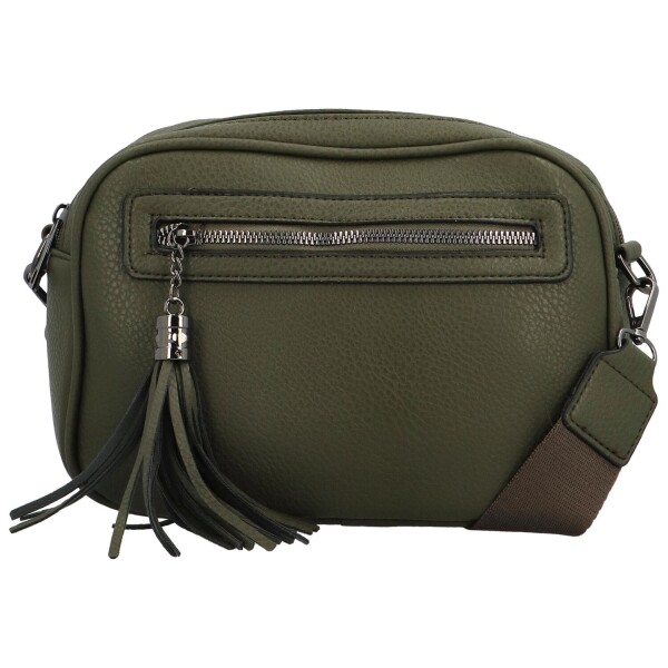 Stylová dámská koženková crossbody kabelka Venantie, army-zelená