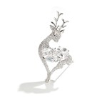 Vánoční brož Swarovski Elements Rudolf 6 - vánoční sob, Bílá/čirá