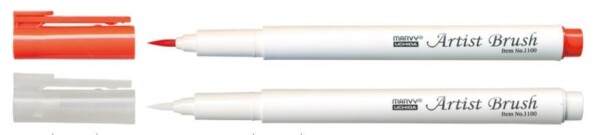 MARVY Artist Brush 1100-95 fix štětcový hrot – barvy vodní báze brush pen na papír lettering kaligrafie rozmývatelný mísitelný acid free netoxický