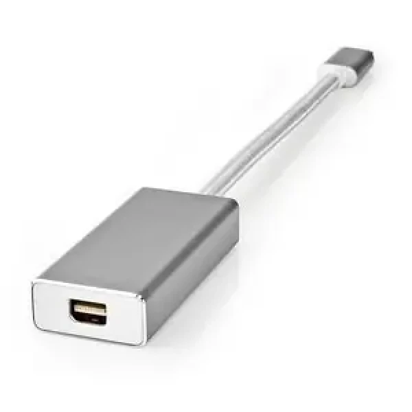 Nedis USB-C - Mini DisplayPort adaptér stříbrná / Adaptér / USB 3.2 Gen 1 / 4K 60Hz / opletený nylon / 0,2 m (CCTB64550AL02)