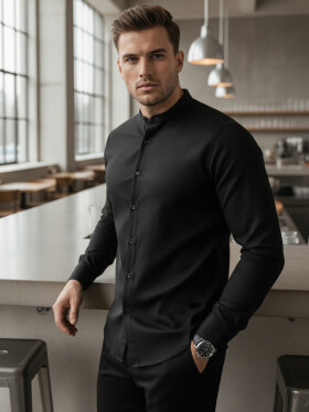 Pánská neformální černá košile SLIM FIT se stojáčkem FashionStreet DX2597 XL