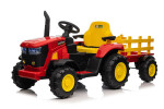 Mamido Dětský elektrický traktor s vlečkou 12V 7Ah EVA kola ECO kůže červený
