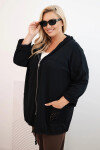 Dámská mikina Plus Size bavlněná oversize s dlouhým rukávem černá UNI