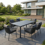 Zahradní stůl 180x90cm, hliník, polywood, šedá, AZT-C1211 GREY
