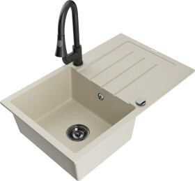 MEXEN - Bruno granitový dřez 1 s odkapávačem včetně baterie Elia, béžová 6513-69-670101-70
