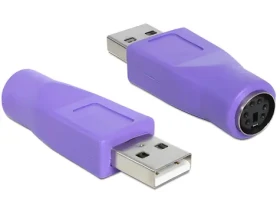 Delock USB-A (M) - PS/2 (F) fialová / Adaptér / Pro PS/2 myš a klávesnici (65461)