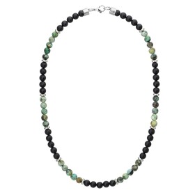 Pánský korálkový náhrdelník Sven - 6 mm matný Tyrkys a černý Onyx, Černá 45 cm