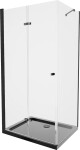 MEXEN/S - Lima sprchový kout zalamovací dveře 100 x 80, transparent, černý + Flat černá vanička se sifonem 856-100-080-70-00-4070B