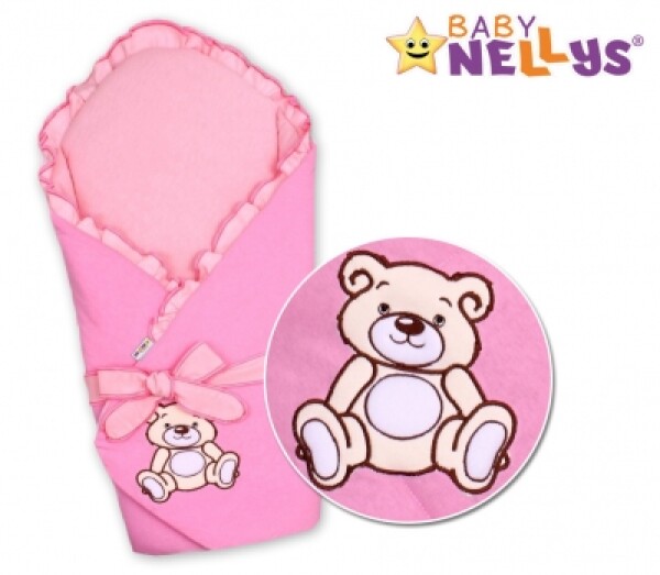 Baby Nellys Zavinovačka s výztuží Teddy Bear - jersey - růžová