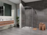 Lansanit - Sprchový kout čtvrtkruh Vati 900x900, chrom, matné sklo, včetně vaničky, levý odpad LAN50011