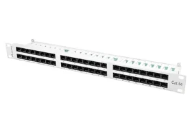 Lanberg Patch panel 19" 48 portů šedý / Patch panel / 1U / CAT5E / UTP (PPU5-1048-S)