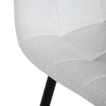 Židle barová, bílá látka, čtyřnohá kovová podnož, černý mat