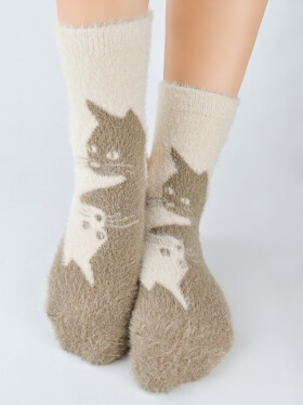 Ponožky Noviti SP022 Puffy Cat 36-41 béžová 36-41