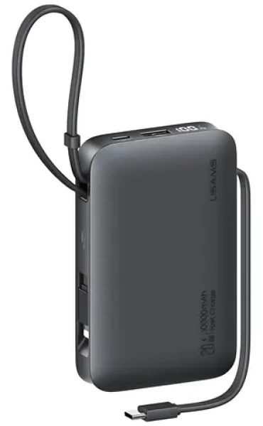 USAMS CD228 XR Series černá / Powerbanka / 10000 mAh / 20 W / USB-C + Lightning kabel / 4 výstupy (10KCD22801)